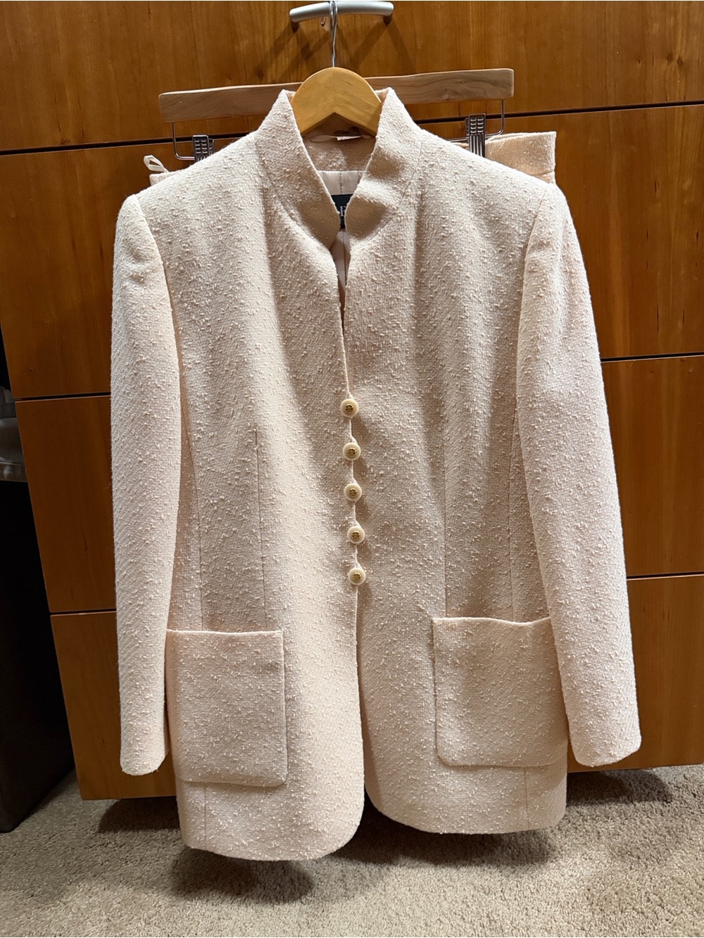 Louis Feraud 2-piece Women's Pea Coat & Skirt in Light Rose Beige